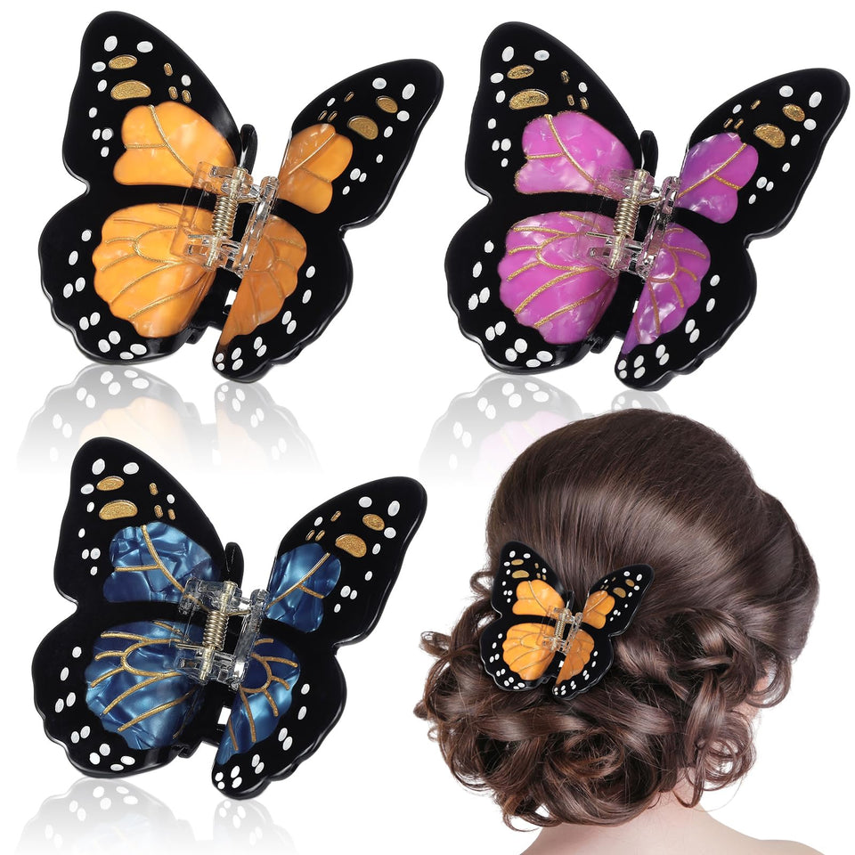 Yuxung Monarch butterfly hair clip orange with secure grip for all-day wear