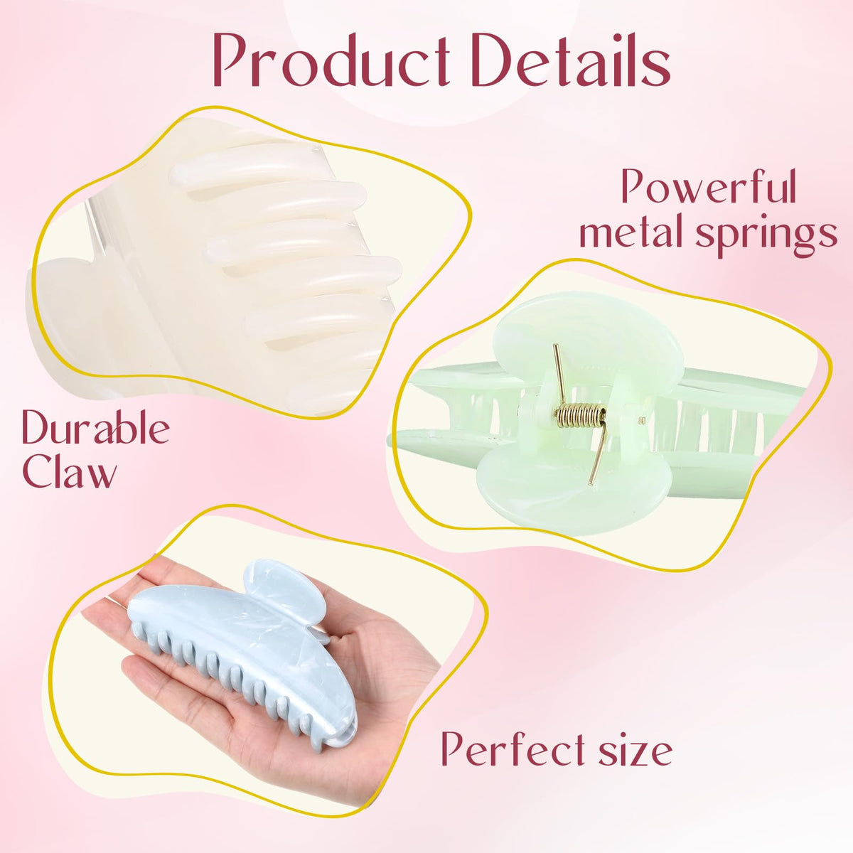 Yuxung multicolor translucent acrylic clips brighten hairstyles with lightweight grip