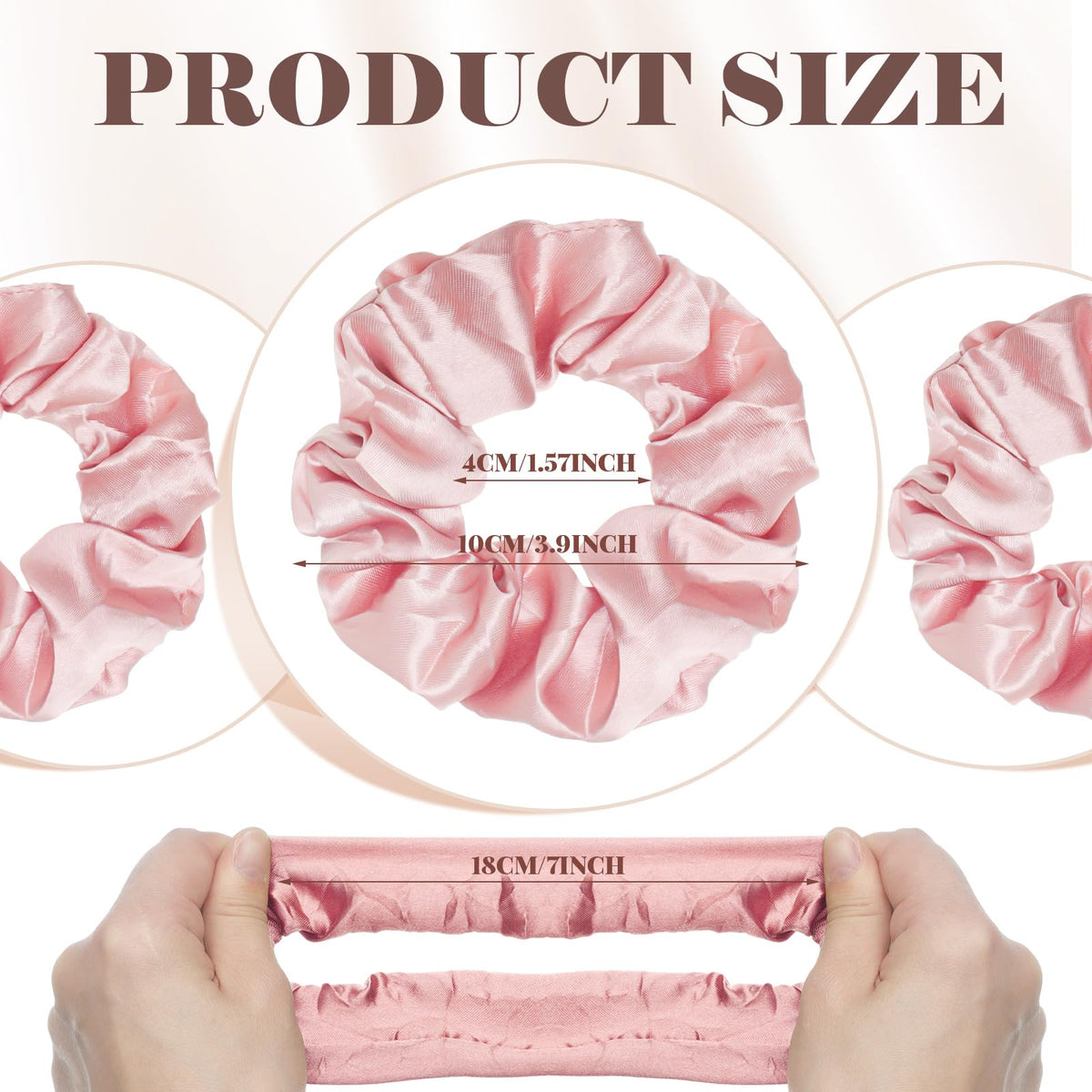 Yuxung pink satin scrunchie soft on hair for daily styling