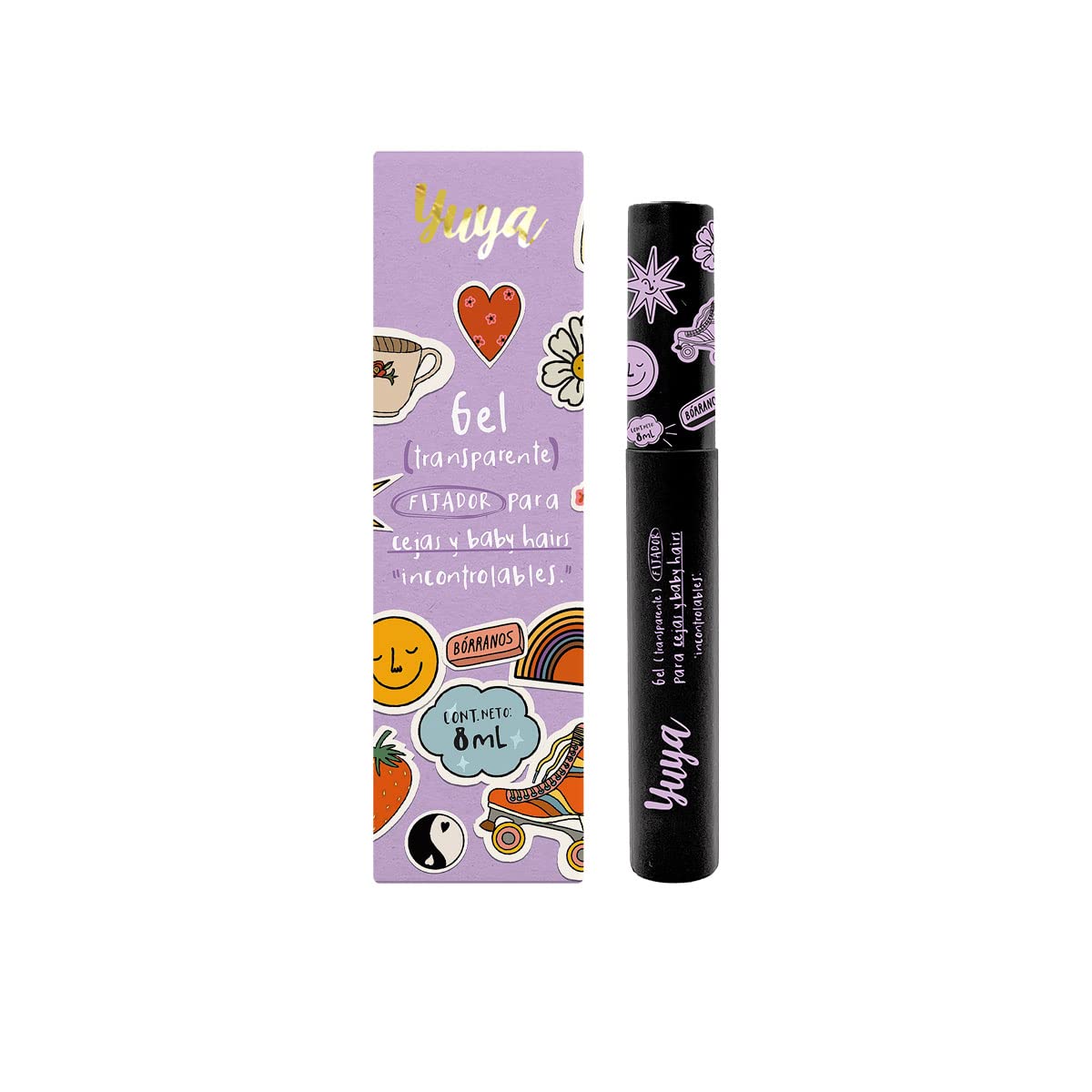 YuYa eyebrow gel packaging close-up highlighting exclusive design and premium hold