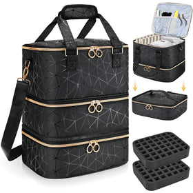 YUYAFN nail polish organizer bag shows 84-bottle capacity for tidy storage.