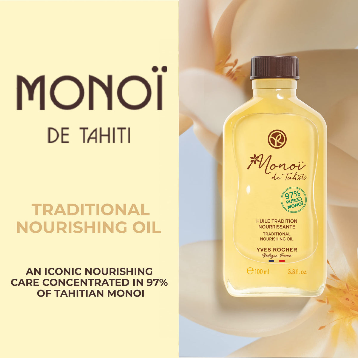 Yves Rocher Monoi Tahiti body oil glow on the skin with a light shimmer