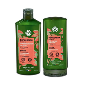 Yves Rocher Repair Shampoo bottle with jojoba oil for renewed softness