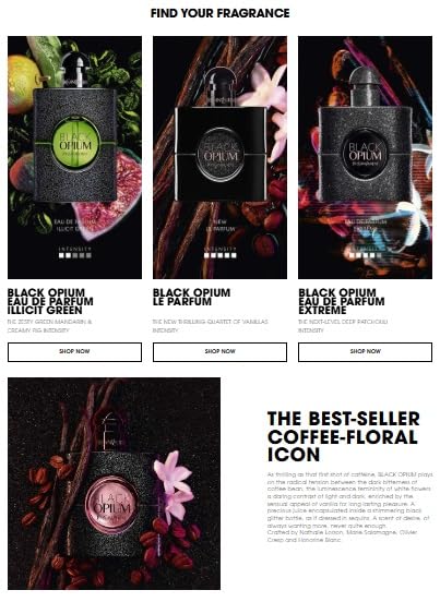 Dual-pack view suggests fragrance and skincare routine with Black Opium.