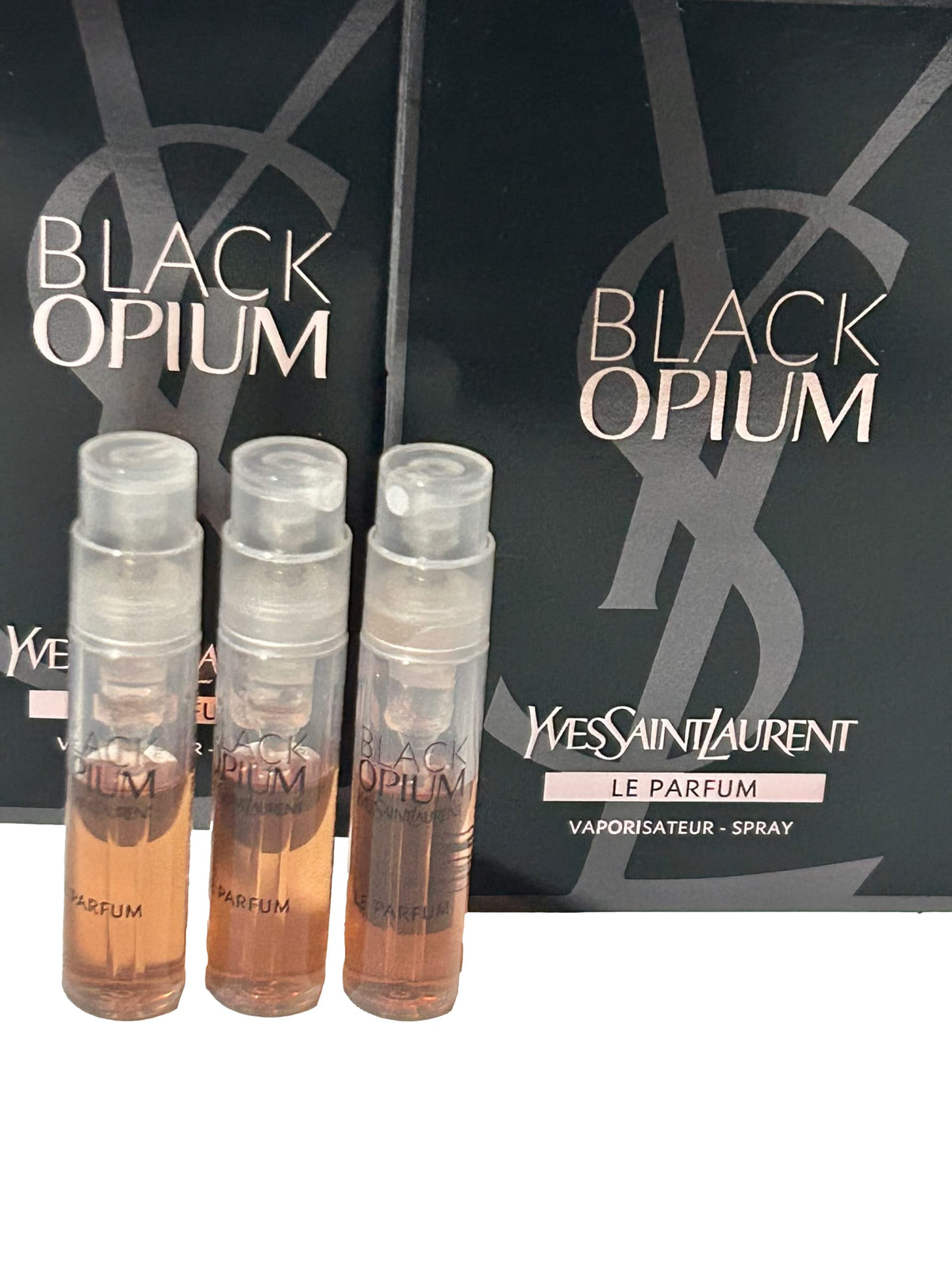 YSL Black Opium LE PARFUM sample gift-ready box for exploration.