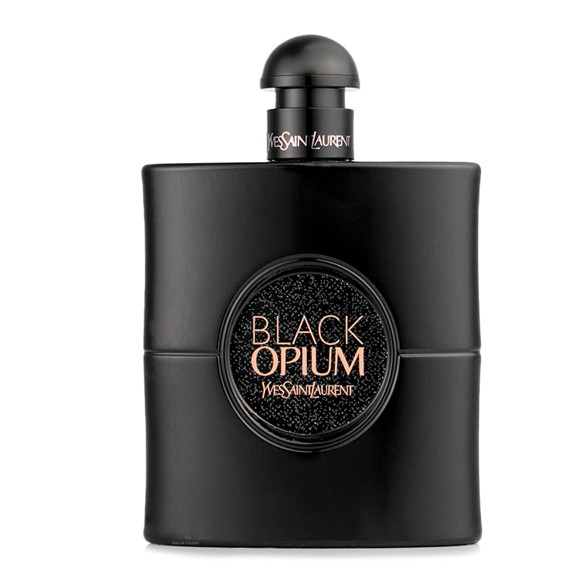 Yves Saint Laurent Black Opium Le Parfum spray texture and design highlighted for night fragrance.