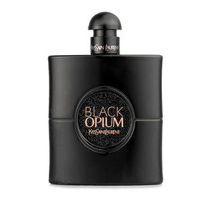 Yves Saint Laurent Black Opium Le Parfum spray texture and design highlighted for night fragrance.