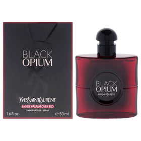 Yves Saint Laurent Black Opium Over Red bottle on display for evening elegance