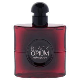 YSL Black Opium Over Red cap and nozzle close-up, premium spray design