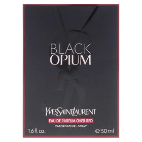 YSL Black Opium Over Red nozzle close-up, precise fragrance release