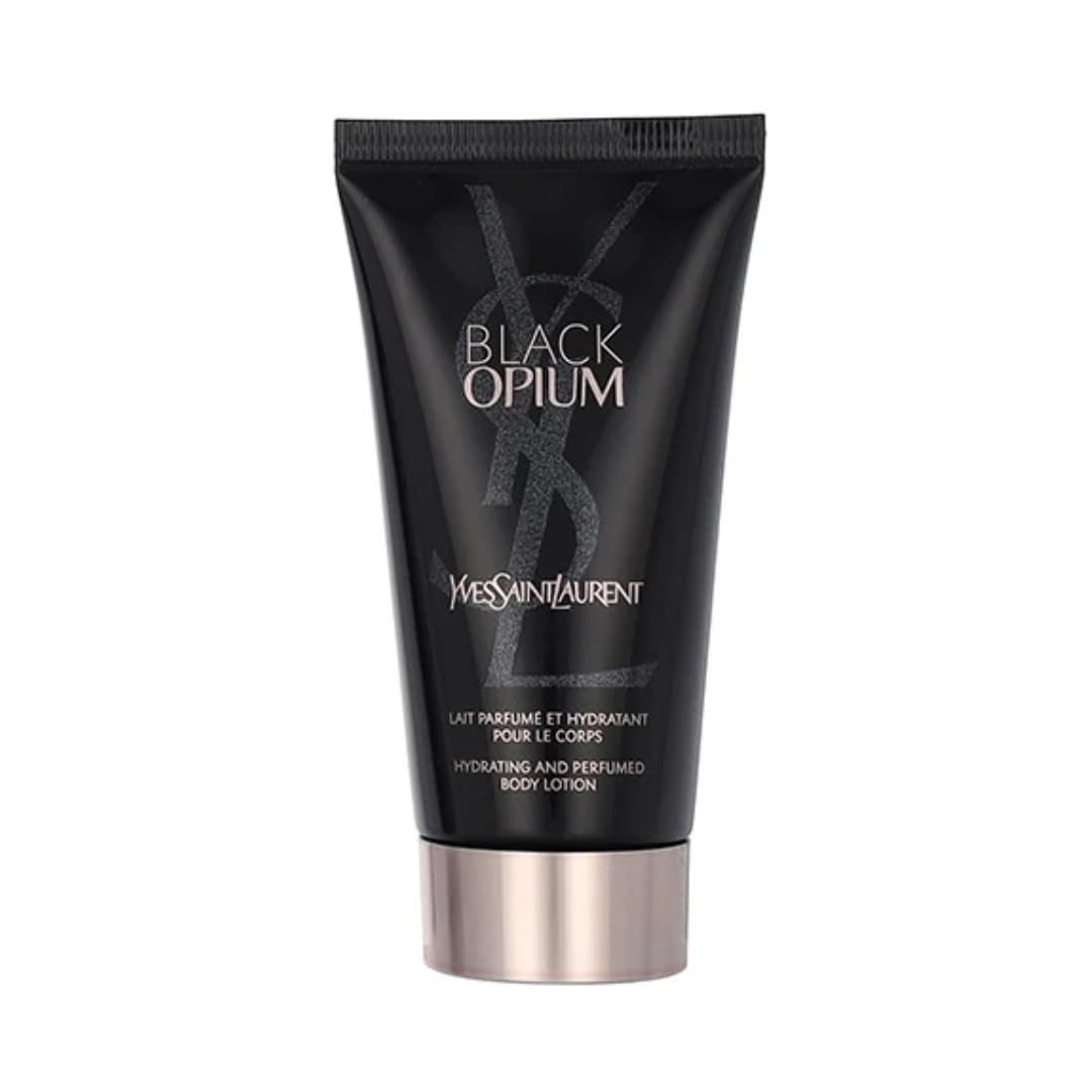 YSL Black Opium shimmering moisture fluid bottle for subtle glow and lightweight hydration
