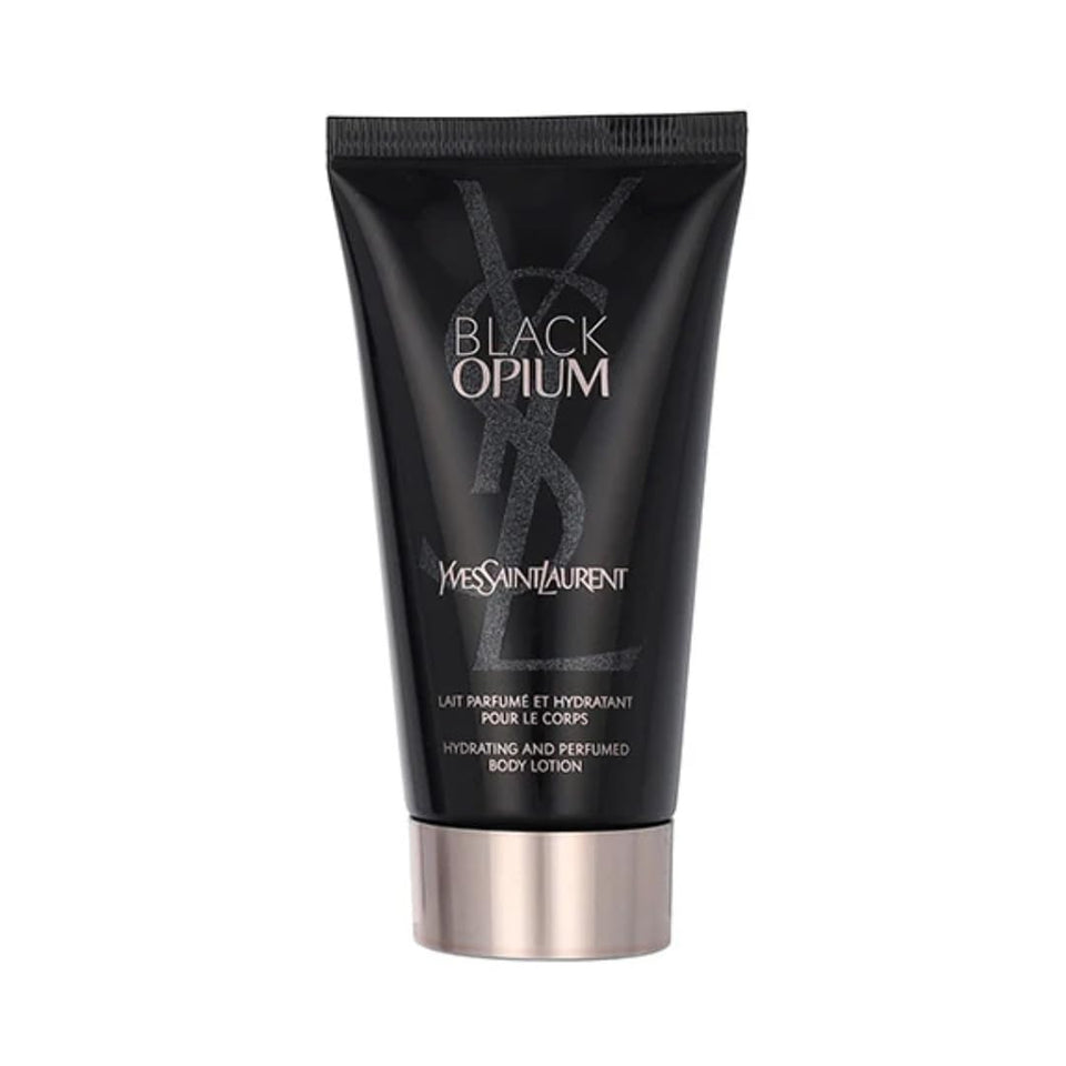 YSL Black Opium shimmering moisture fluid bottle for subtle glow and lightweight hydration