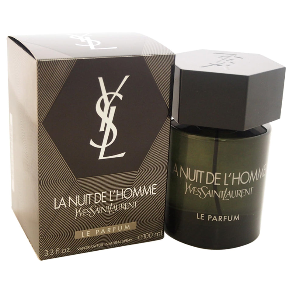 Yves Saint Laurent La Nuit De L'homme Le Parfum bottle, front view, ideal for evening wear