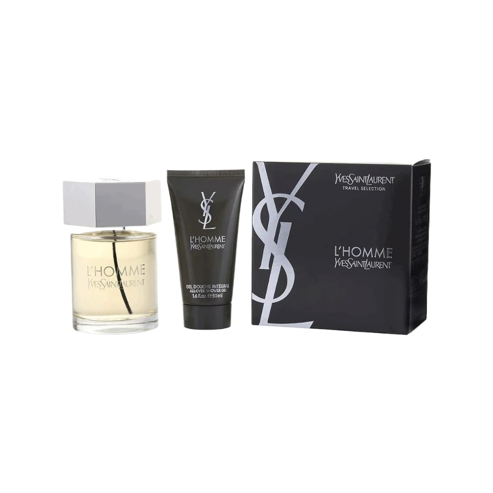 Yves Saint Laurent LHomme gift set with EDT bottle and shower gel for everyday grooming