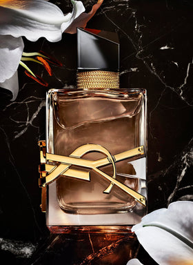 YSL Libre Flowers and Flames notes visual, lavender and vanilla with tropical warmth