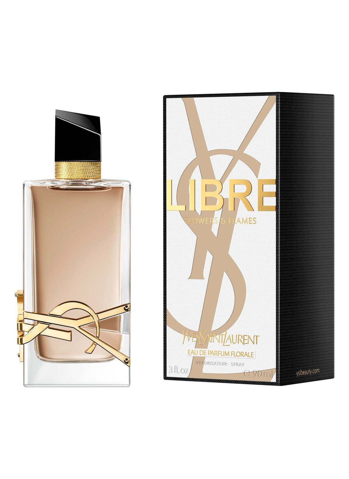 YSL Libre Flowers and Flames bottle close-up, bold feminine fragrance for confident moments
