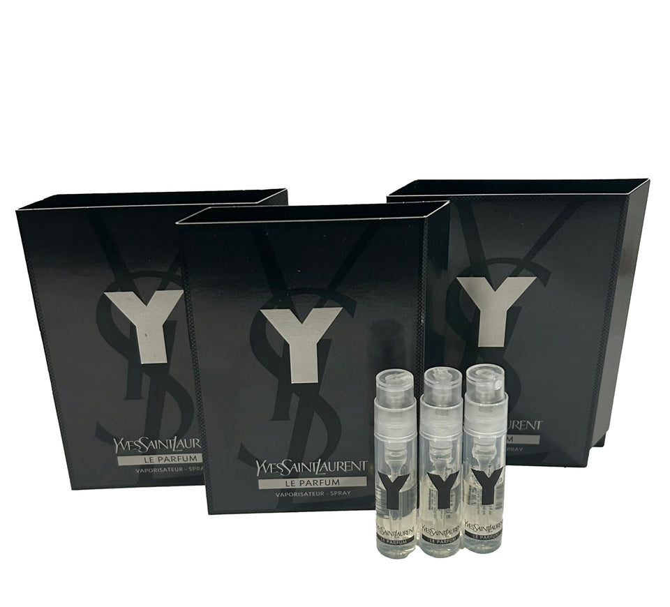 Yves Saint Laurent Y Men LE PARFUM sample vial front view for travel testing.