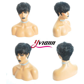 Yviann wig in 1B color—closeup highlighting natural shade.
