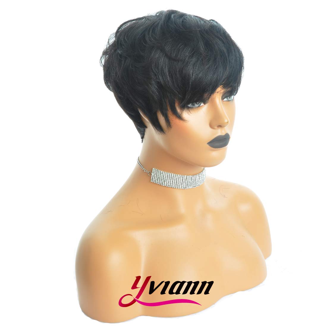 Yviann pixie-cut wig—side view for a sleek, easy-to-manage look.