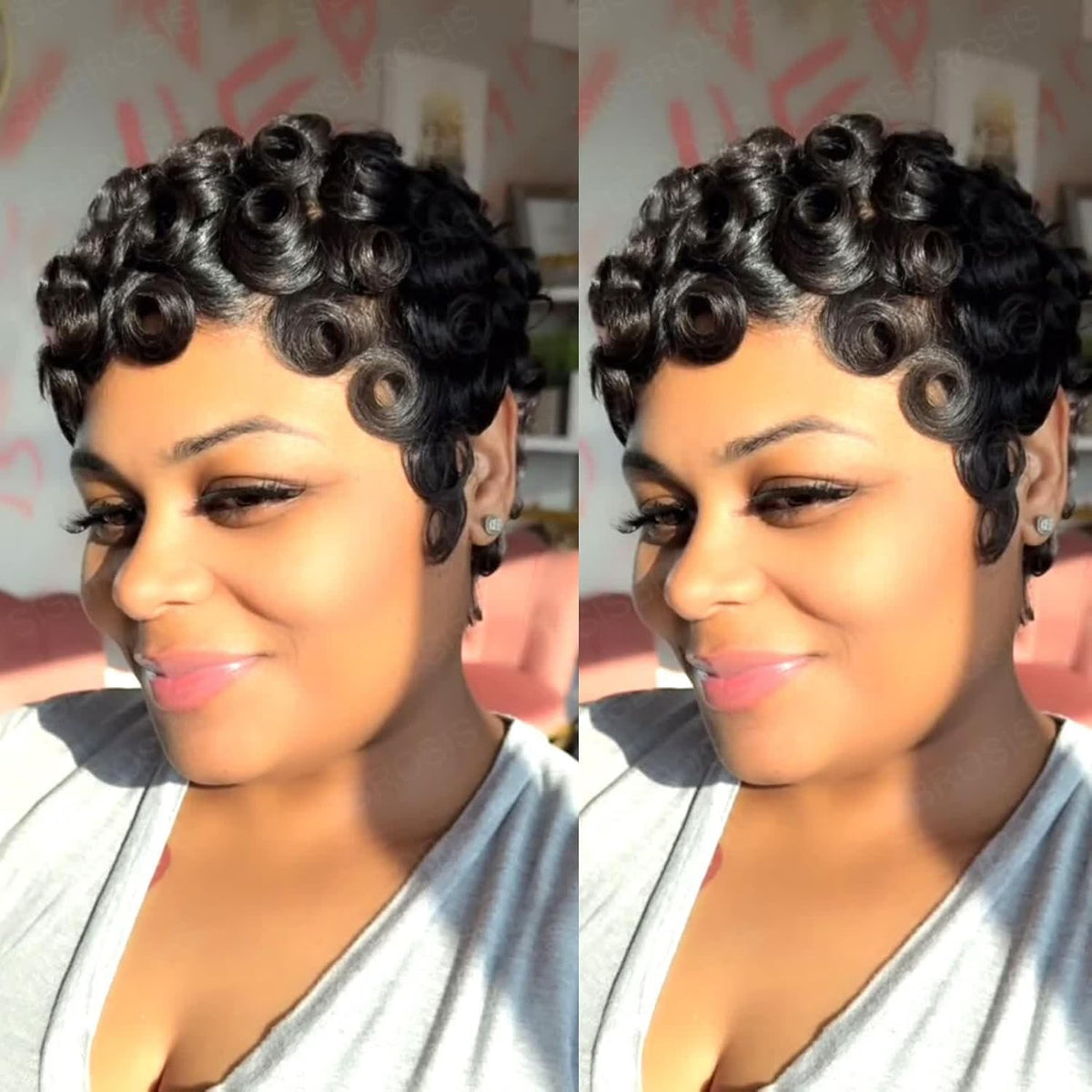 Yviann Pixie Cut Wig close-up texture emphasizing softness and tangles-free hair.