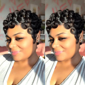 Yviann Pixie Cut Wig close-up texture emphasizing softness and tangles-free hair.