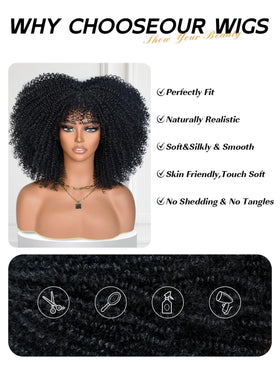 YWAYS HAIR Afro Curly Wig care-stand scene demonstrating proper storage.