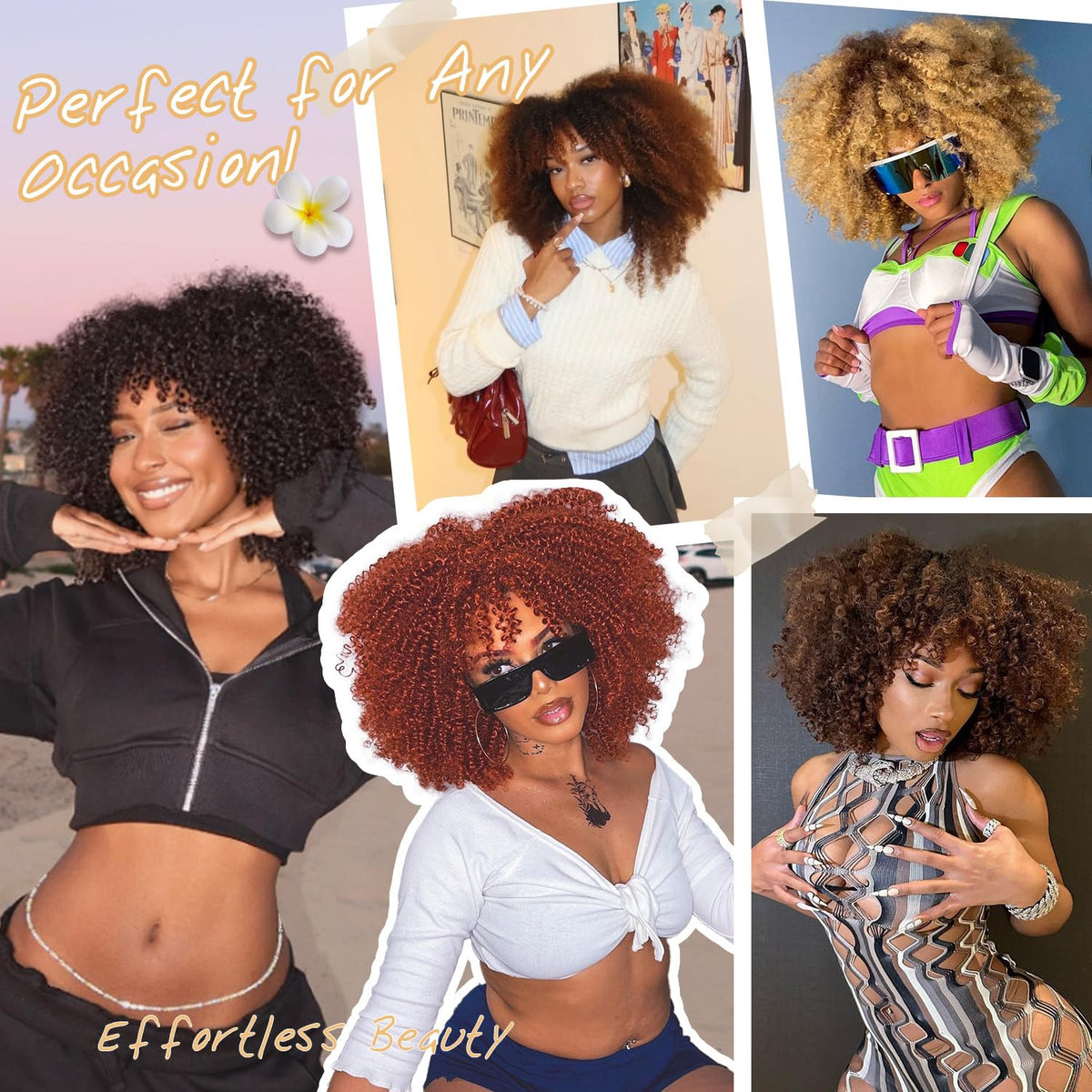 YWAYS HAIR Afro Curly Wig packaging image showing quick unboxing and care tips.