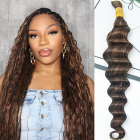 YWIGS virgin braiding hair bundle with deep wave for 18-inch looks.