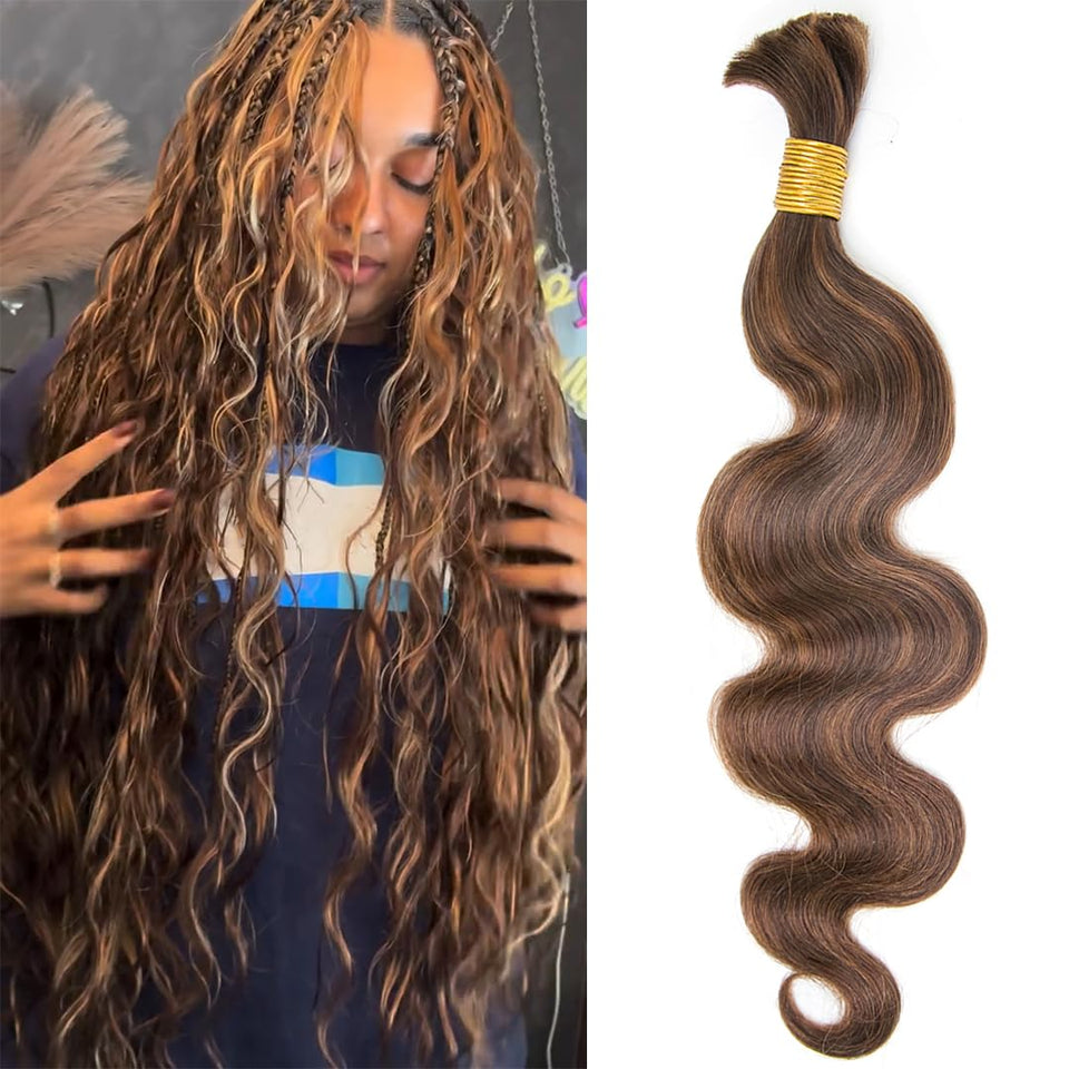 YWIGS bulk body-wave braiding hair texture close-up for natural finish