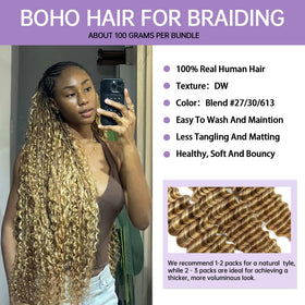 YWIGS no-weft human braiding bundles for seamless, easy styling.