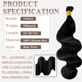 YWIGS unprocessed virgin hair 18inch body wave close-up showing texture for heat styling