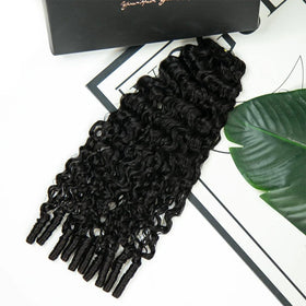 YWIGS Water Curly Burmese crochet 18inch ponytail style for easy versatility.