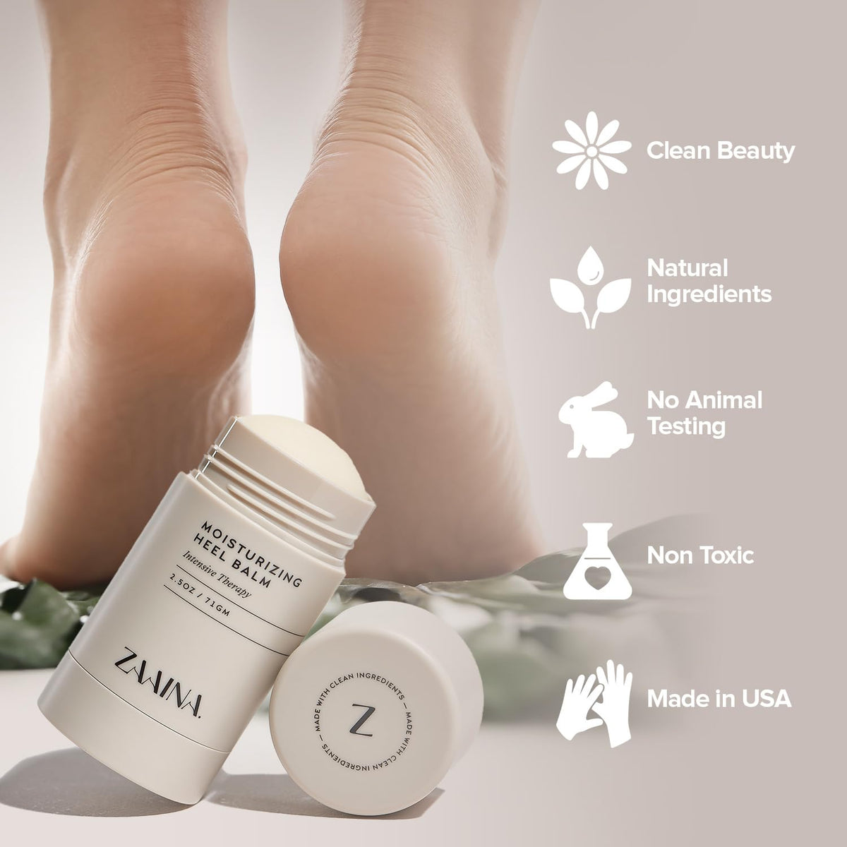 ZAAINA Shea butter and avocado oil hydration on skin for soft, healthier-feeling feet.