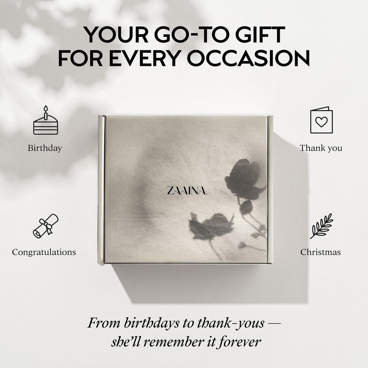 Gift-ready packaging of the ZAAINA spa set for gifting
