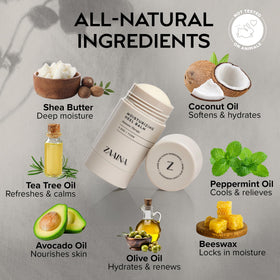 ZAAINA Tea tree peppermint oils closeup for soothing foot care and odor reduction.