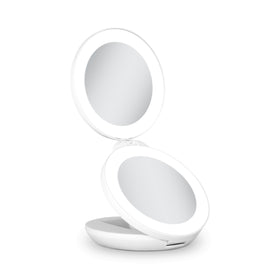 Zadro compact travel makeup mirror with LED lights for on-the-go touch-ups.