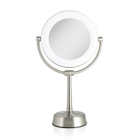 Zadro Lexington makeup mirror front view with 10x/1x magnification for precise makeup application.