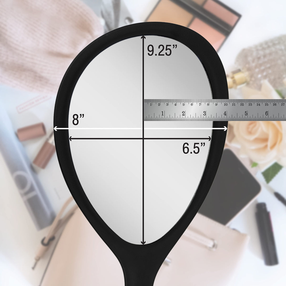 Zadro teardrop salon design mirror suited for hairstyling in studios.