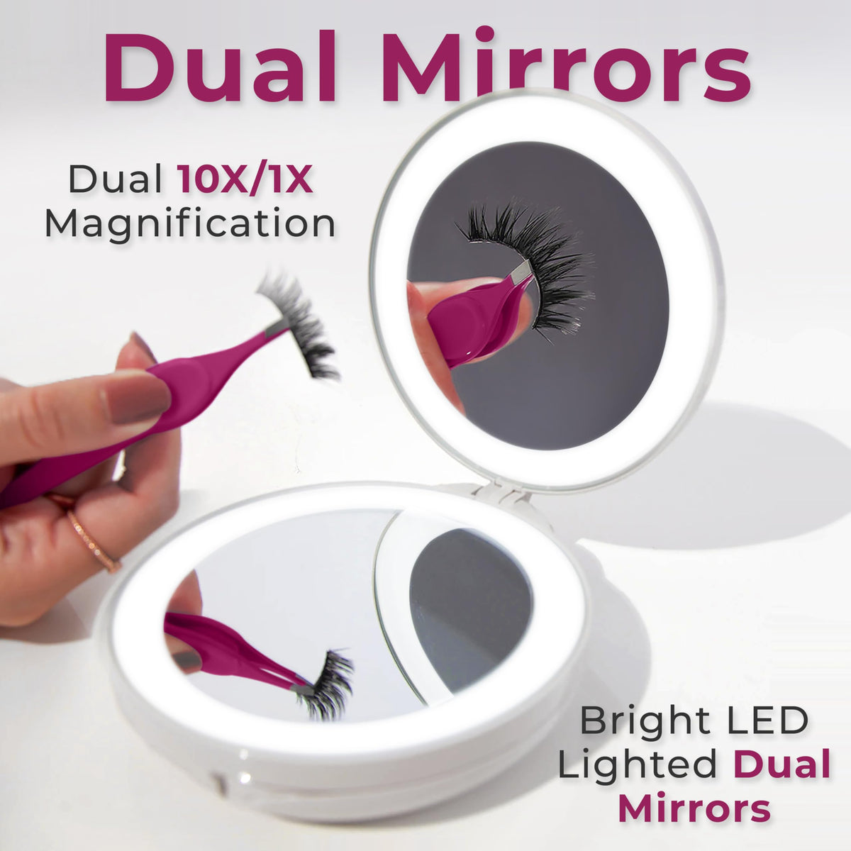 Zadro upright stand enables hands-free makeup application.