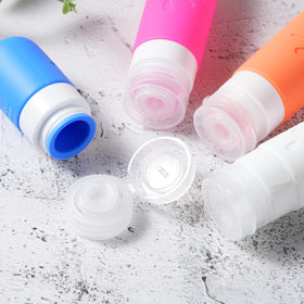 Zafit 18-pack travel body wash bottles with wide mouths for easy refills.