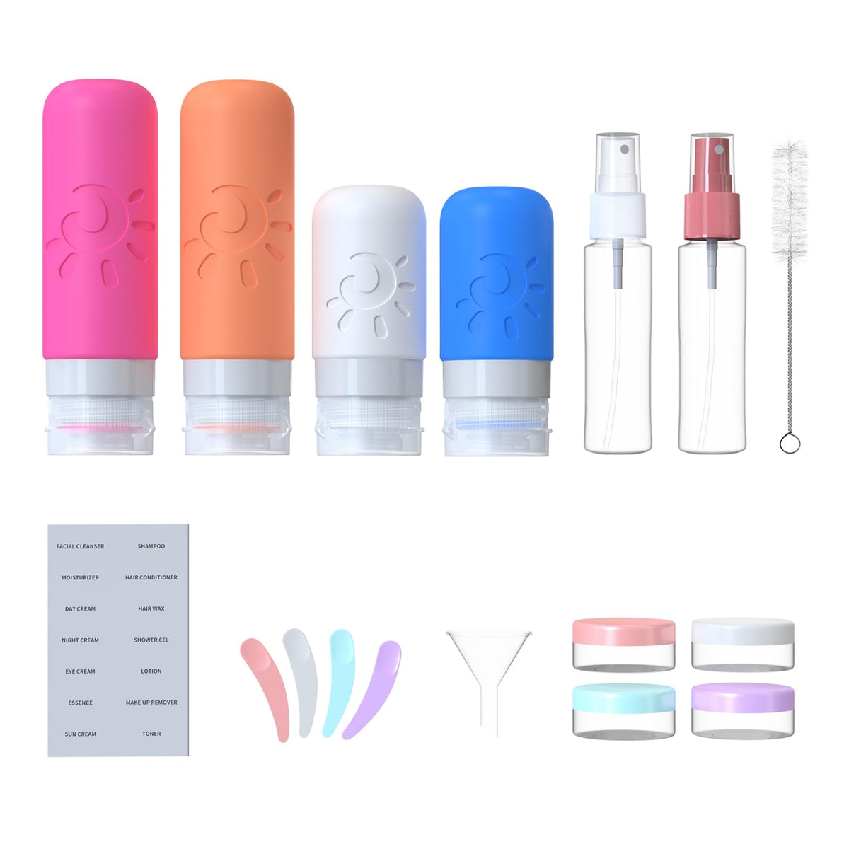 Zafit 18-pack travel conditioner bottles offering lightweight, BPA-free silicone storage.