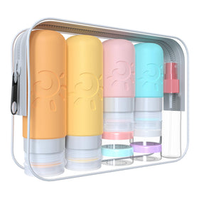 Zafit 18-pack travel bottles front view with colorful containers for easy packing