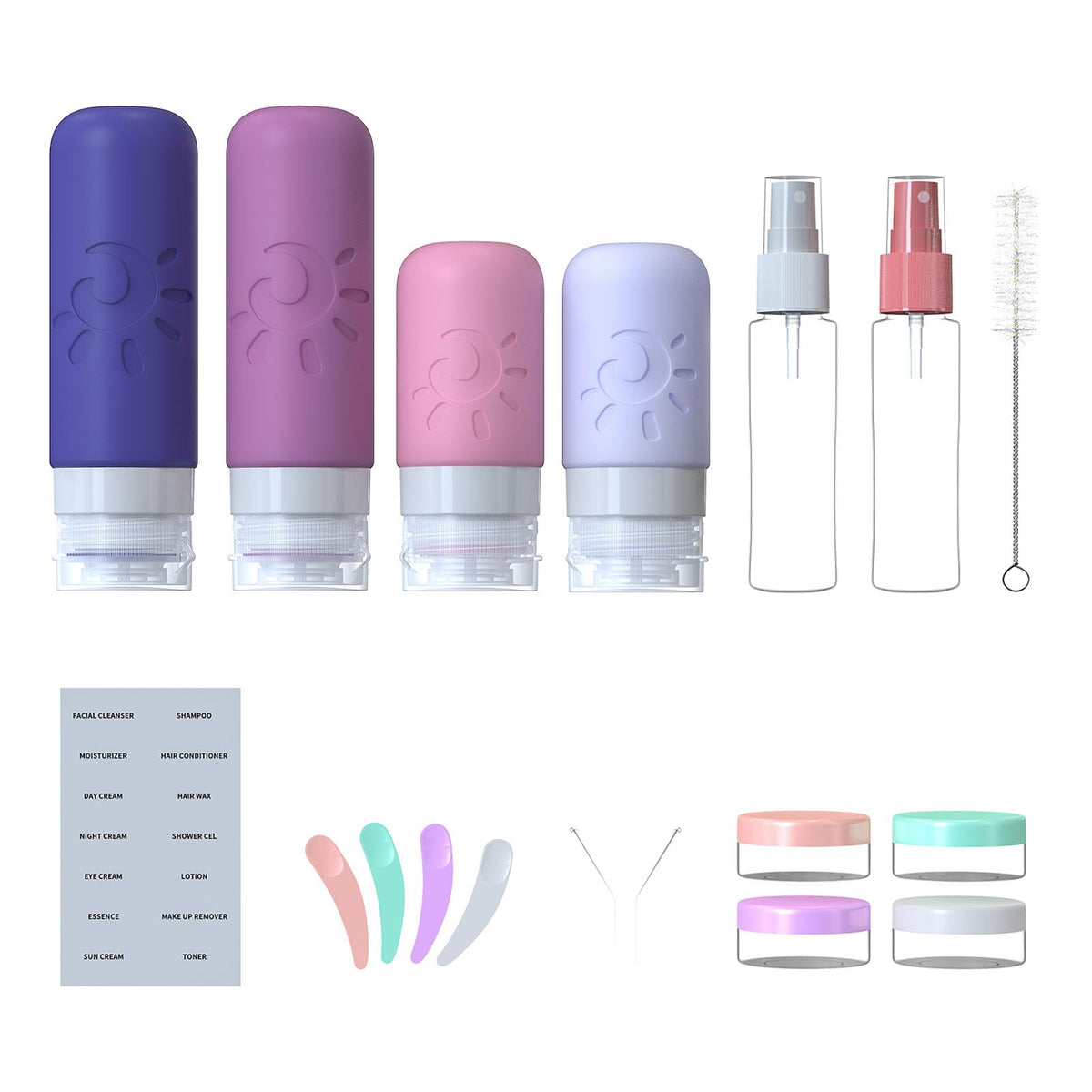 Zafit travel bottles and jars - versatile containers for shampoo, conditioner, and creams.