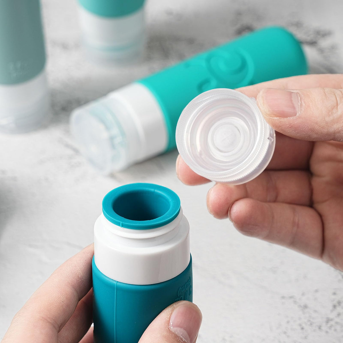 Zafit travel bottles soft silicone body offers squeezable refill convenience.