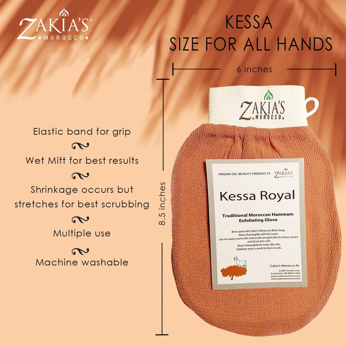 Zakia's Morocco Original Kessa Glove Teal after-use rinse and hang dry for easy maintenance.