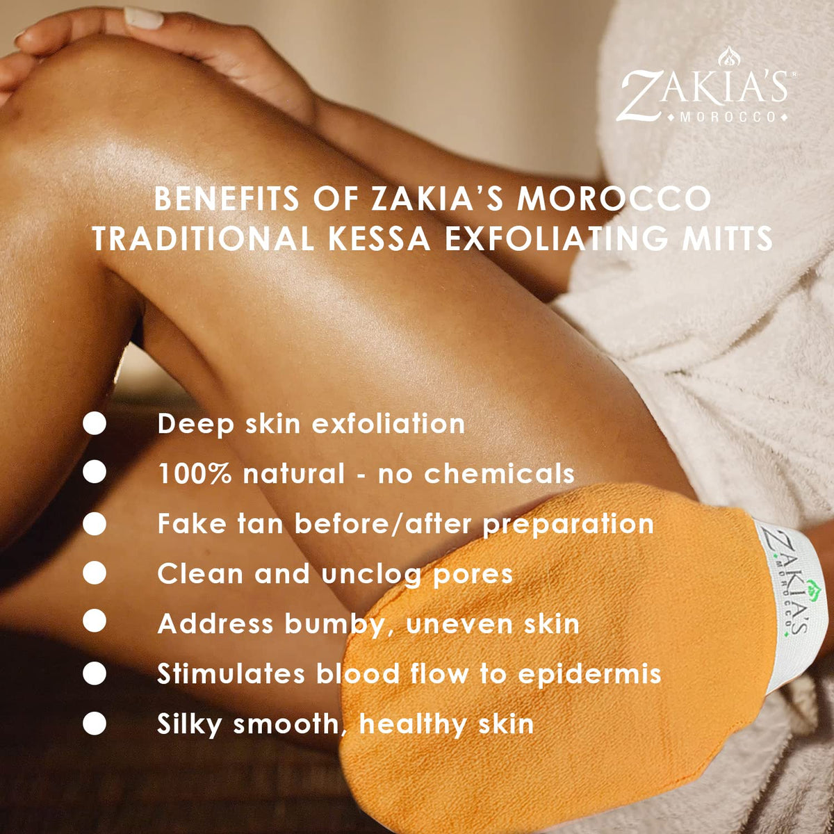Zakia's Morocco Original Kessa Glove Teal pack in use during shower for smoother skin.