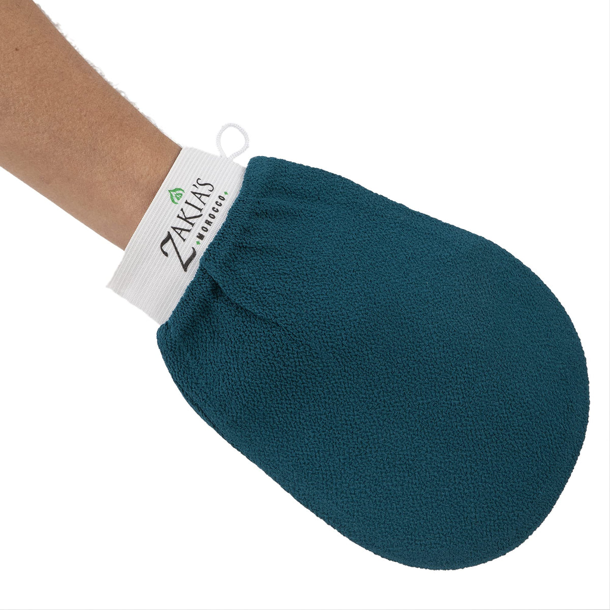 Close-up of Zakia's Morocco Kessa Glove fabric texture for natural exfoliation.