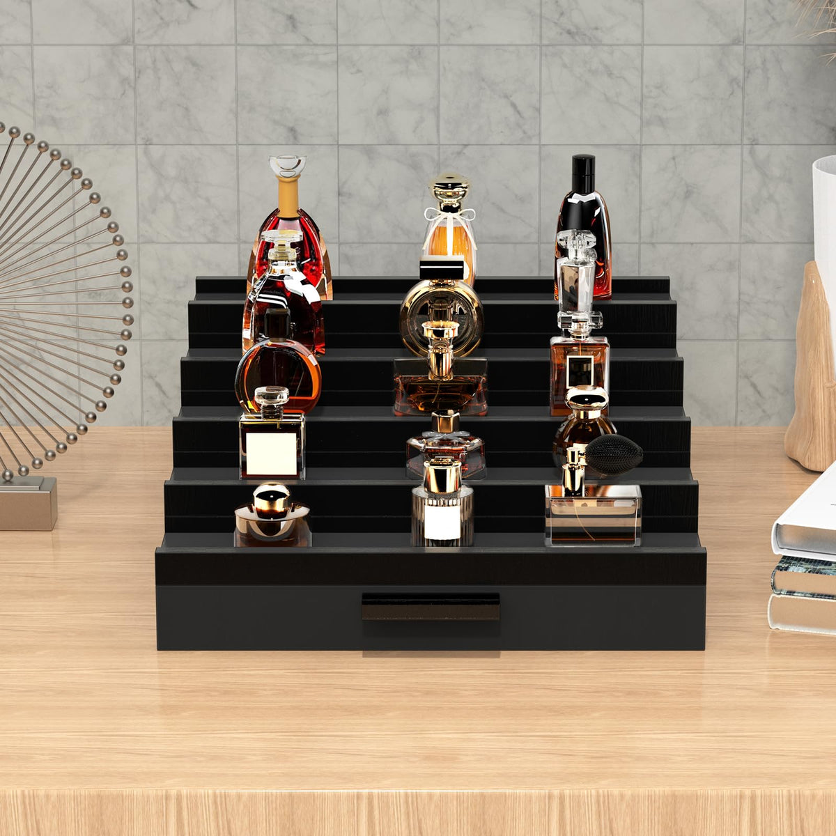 Zaldia wooden Cologne Organizer packaging shown as a gift-ready box