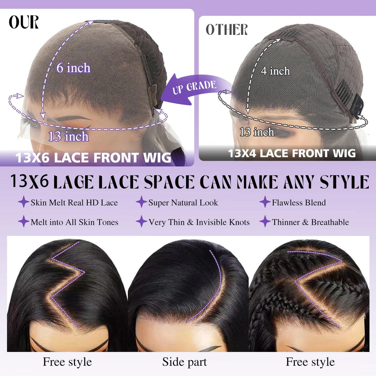 Zalvian glueless wig with baby hairs for easy wear.