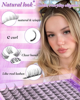 Zanlufly 14mm cluster lashes for wispy eye-brightening finish